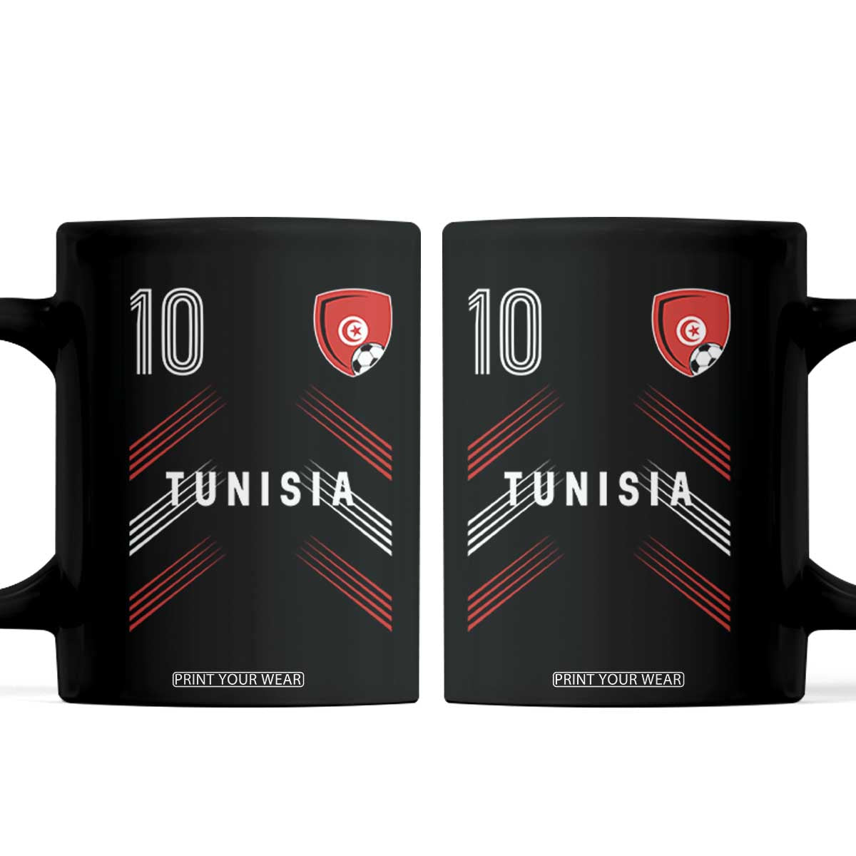Tunisia Soccer Sports Graphic Number 10 Jersey Style Coffee Mug Proud Tunisian Football Fans Game Day Maghreb Pride TS02 Black Print Your Wear