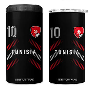 Tunisia Soccer Sports Graphic Number 10 Jersey Style 4 in 1 Can Cooler Tumbler Proud Tunisian Football Fans Game Day Maghreb Pride