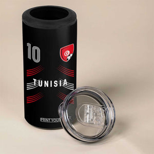 Tunisia Soccer Sports Graphic Number 10 Jersey Style 4 in 1 Can Cooler Tumbler Proud Tunisian Football Fans Game Day Maghreb Pride