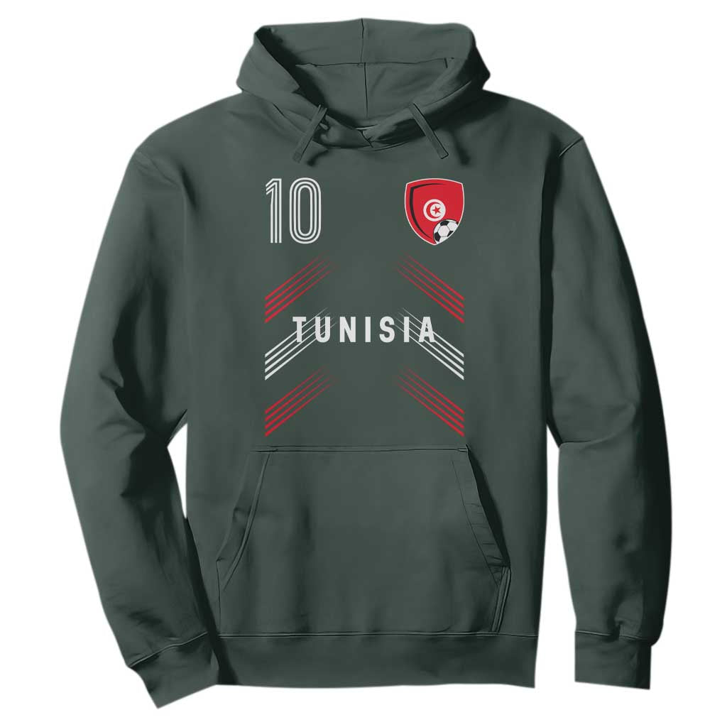 Tunisia Soccer Sports Graphic Number 10 Jersey Style Hoodie Proud Tunisian Football Fans Game Day Maghreb Pride