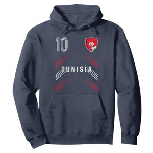 Tunisia Soccer Sports Graphic Number 10 Jersey Style Hoodie Proud Tunisian Football Fans Game Day Maghreb Pride