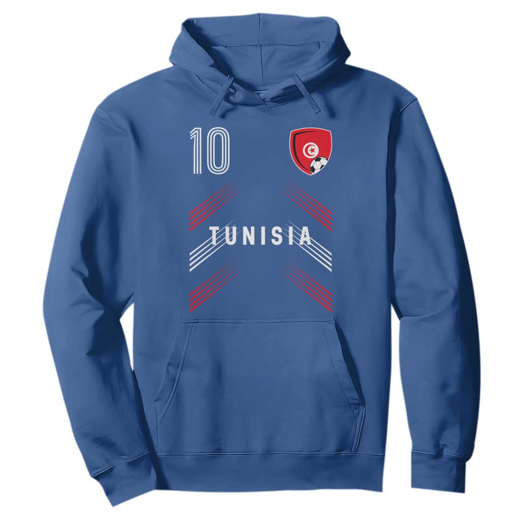Tunisia Soccer Sports Graphic Number 10 Jersey Style Hoodie Proud Tunisian Football Fans Game Day Maghreb Pride