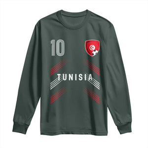 Tunisia Soccer Sports Graphic Number 10 Jersey Style Long Sleeve Shirt Proud Tunisian Football Fans Game Day Maghreb Pride