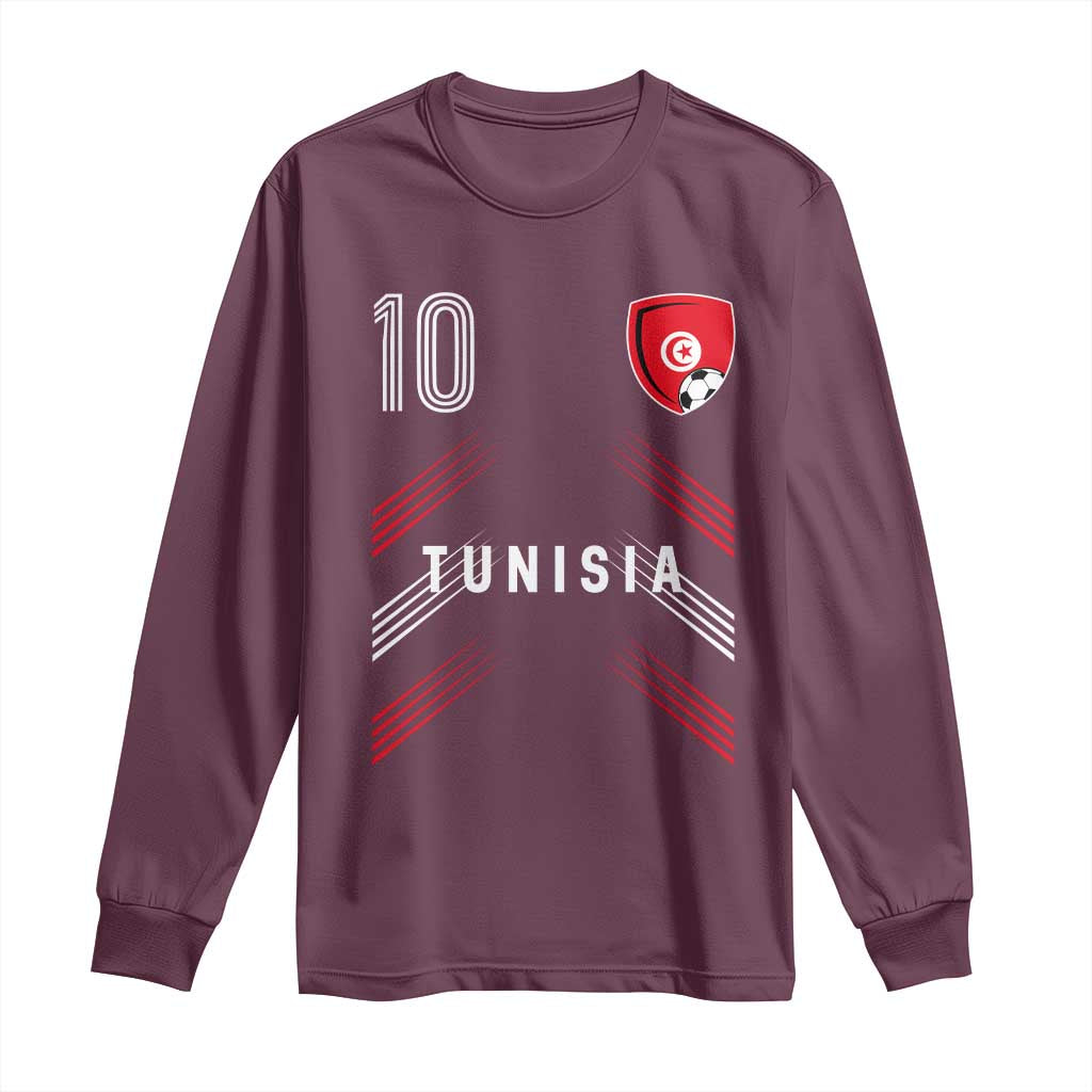 Tunisia Soccer Sports Graphic Number 10 Jersey Style Long Sleeve Shirt Proud Tunisian Football Fans Game Day Maghreb Pride