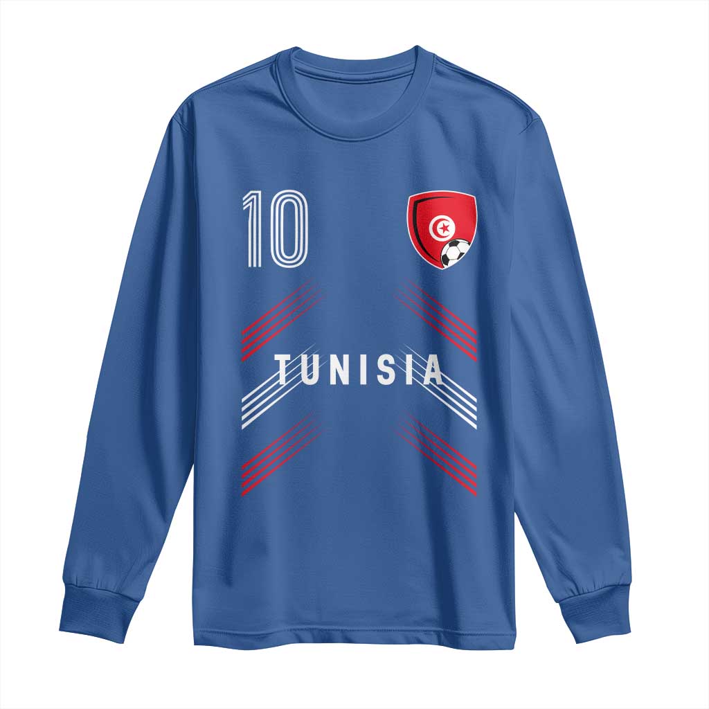 Tunisia Soccer Sports Graphic Number 10 Jersey Style Long Sleeve Shirt Proud Tunisian Football Fans Game Day Maghreb Pride