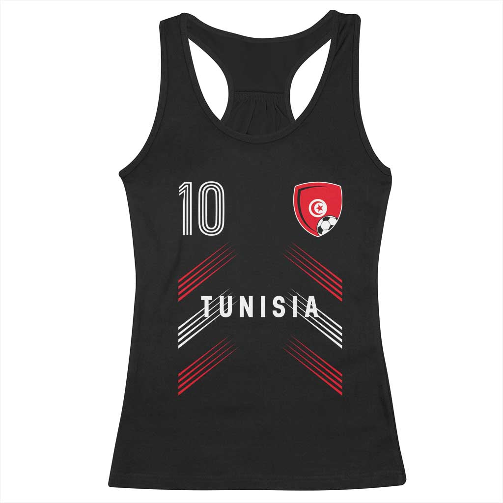 Tunisia Soccer Sports Graphic Number 10 Jersey Style Racerback Tank Top Proud Tunisian Football Fans Game Day Maghreb Pride