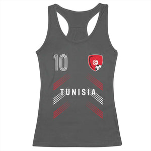 Tunisia Soccer Sports Graphic Number 10 Jersey Style Racerback Tank Top Proud Tunisian Football Fans Game Day Maghreb Pride