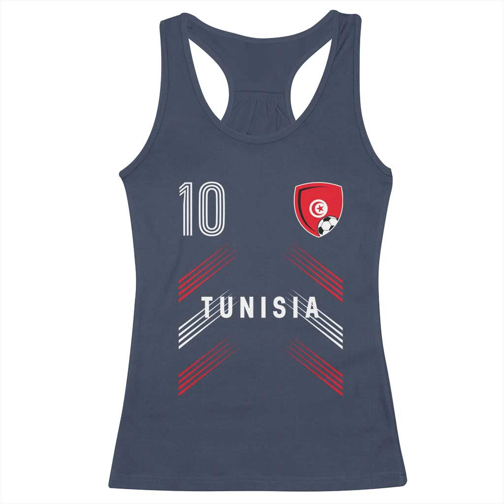 Tunisia Soccer Sports Graphic Number 10 Jersey Style Racerback Tank Top Proud Tunisian Football Fans Game Day Maghreb Pride