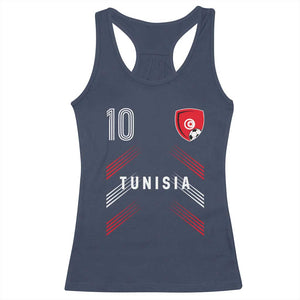 Tunisia Soccer Sports Graphic Number 10 Jersey Style Racerback Tank Top Proud Tunisian Football Fans Game Day Maghreb Pride