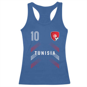 Tunisia Soccer Sports Graphic Number 10 Jersey Style Racerback Tank Top Proud Tunisian Football Fans Game Day Maghreb Pride