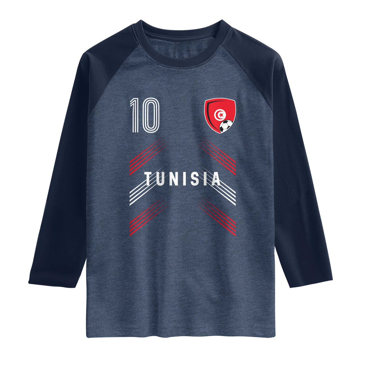 Tunisia Soccer Sports Graphic Number 10 Jersey Style Raglan Shirt Proud Tunisian Football Fans Game Day Maghreb Pride