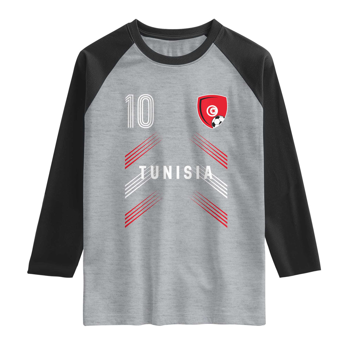Tunisia Soccer Sports Graphic Number 10 Jersey Style Raglan Shirt Proud Tunisian Football Fans Game Day Maghreb Pride