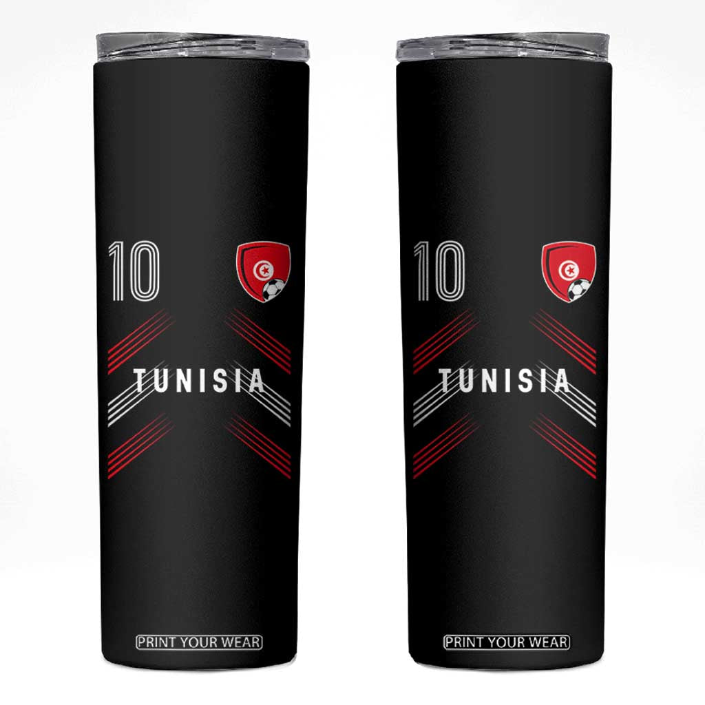 Tunisia Soccer Sports Graphic Number 10 Jersey Style Skinny Tumbler Proud Tunisian Football Fans Game Day Maghreb Pride TS02 Black Print Your Wear