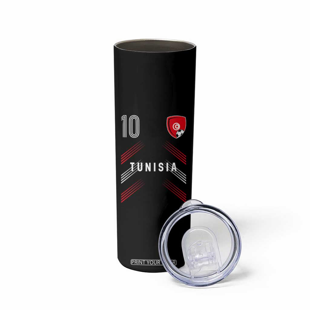 Tunisia Soccer Sports Graphic Number 10 Jersey Style Skinny Tumbler Proud Tunisian Football Fans Game Day Maghreb Pride