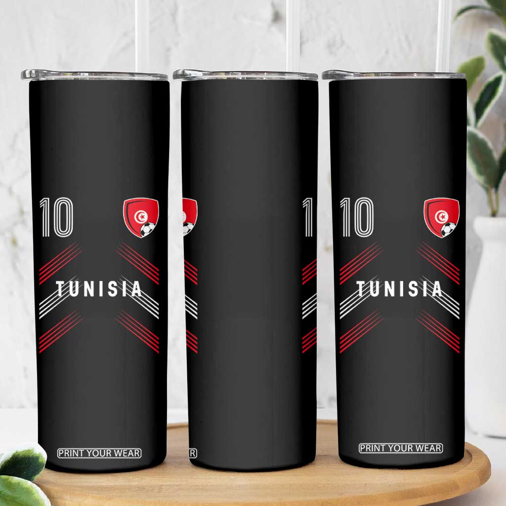 Tunisia Soccer Sports Graphic Number 10 Jersey Style Skinny Tumbler Proud Tunisian Football Fans Game Day Maghreb Pride
