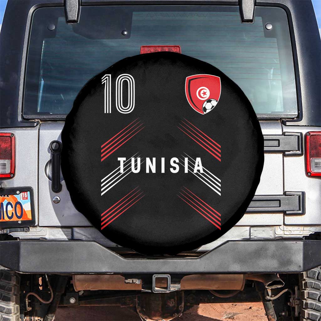Tunisia Soccer Sports Graphic Number 10 Jersey Style Spare Tire Cover Proud Tunisian Football Fans Game Day Maghreb Pride TS02 No hole Black Print Your Wear