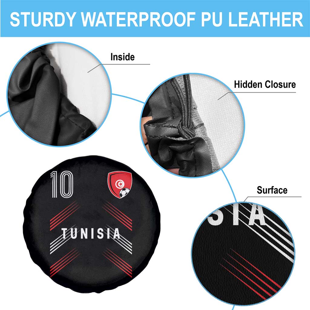 Tunisia Soccer Sports Graphic Number 10 Jersey Style Spare Tire Cover Proud Tunisian Football Fans Game Day Maghreb Pride