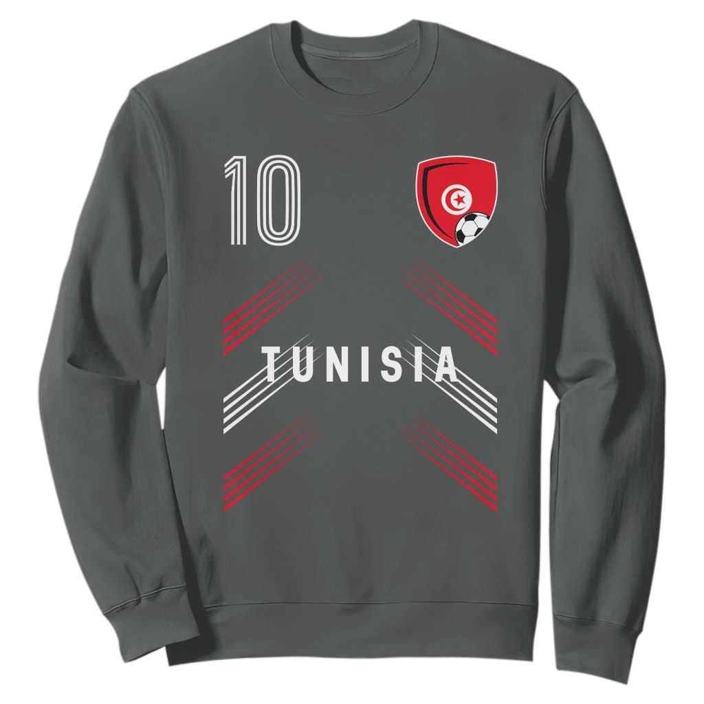Tunisia Soccer Sports Graphic Number 10 Jersey Style Sweatshirt Proud Tunisian Football Fans Game Day Maghreb Pride