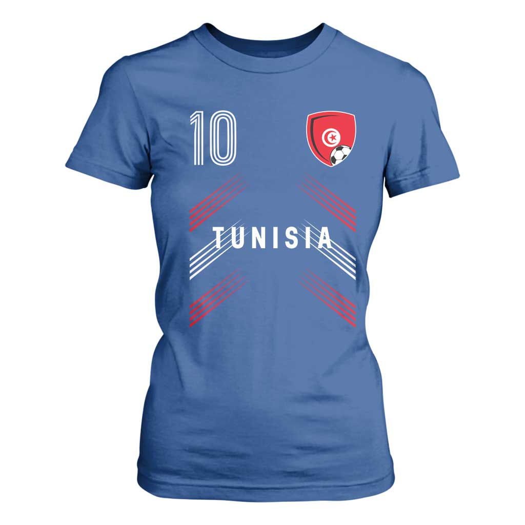 Tunisia Soccer Sports Graphic Number 10 Jersey Style T Shirt For Women Proud Tunisian Football Fans Game Day Maghreb Pride