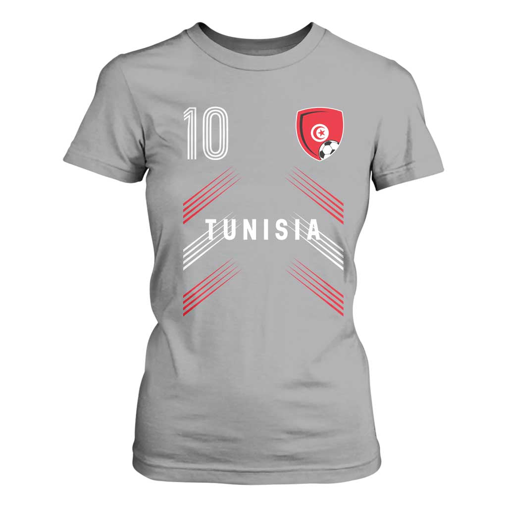 Tunisia Soccer Sports Graphic Number 10 Jersey Style T Shirt For Women Proud Tunisian Football Fans Game Day Maghreb Pride