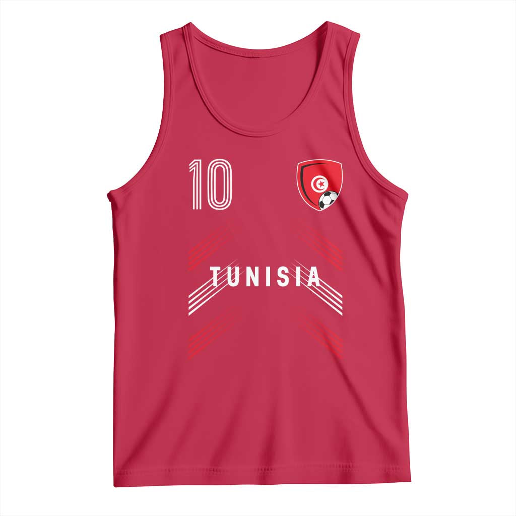 Tunisia Soccer Sports Graphic Number 10 Jersey Style Tank Top Proud Tunisian Football Fans Game Day Maghreb Pride