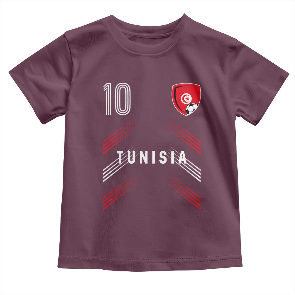 Tunisia Soccer Sports Graphic Number 10 Jersey Style Toddler T Shirt Proud Tunisian Football Fans Game Day Maghreb Pride