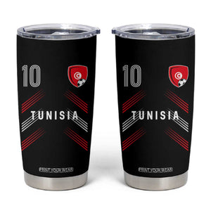 Tunisia Soccer Sports Graphic Number 10 Jersey Style Tumbler Cup Proud Tunisian Football Fans Game Day Maghreb Pride