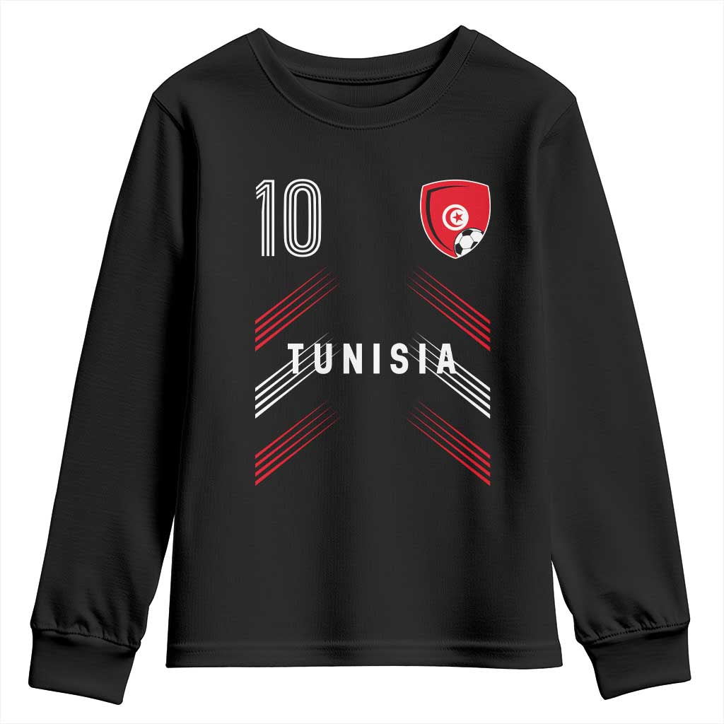 Tunisia Soccer Sports Graphic Number 10 Jersey Style Youth Sweatshirt Proud Tunisian Football Fans Game Day Maghreb Pride TS02 Black Print Your Wear