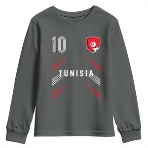 Tunisia Soccer Sports Graphic Number 10 Jersey Style Youth Sweatshirt Proud Tunisian Football Fans Game Day Maghreb Pride