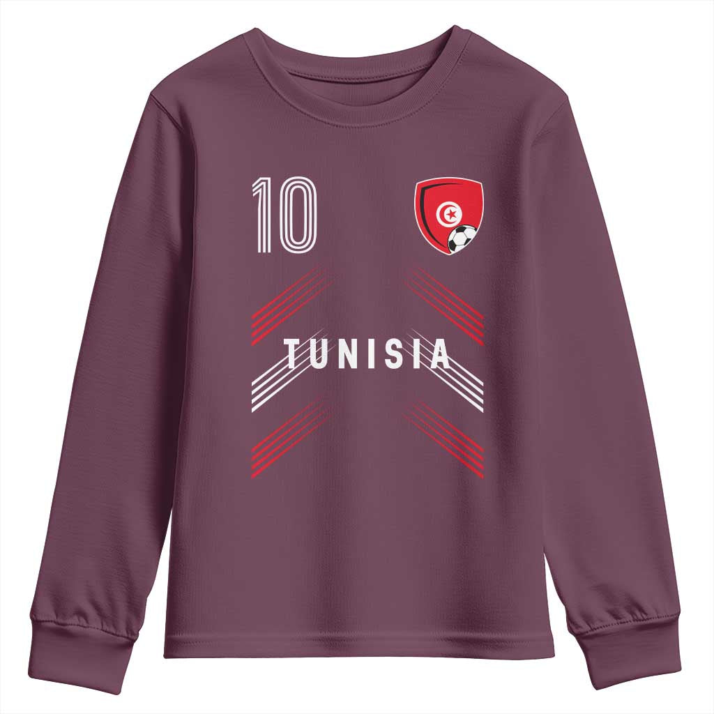 Tunisia Soccer Sports Graphic Number 10 Jersey Style Youth Sweatshirt Proud Tunisian Football Fans Game Day Maghreb Pride