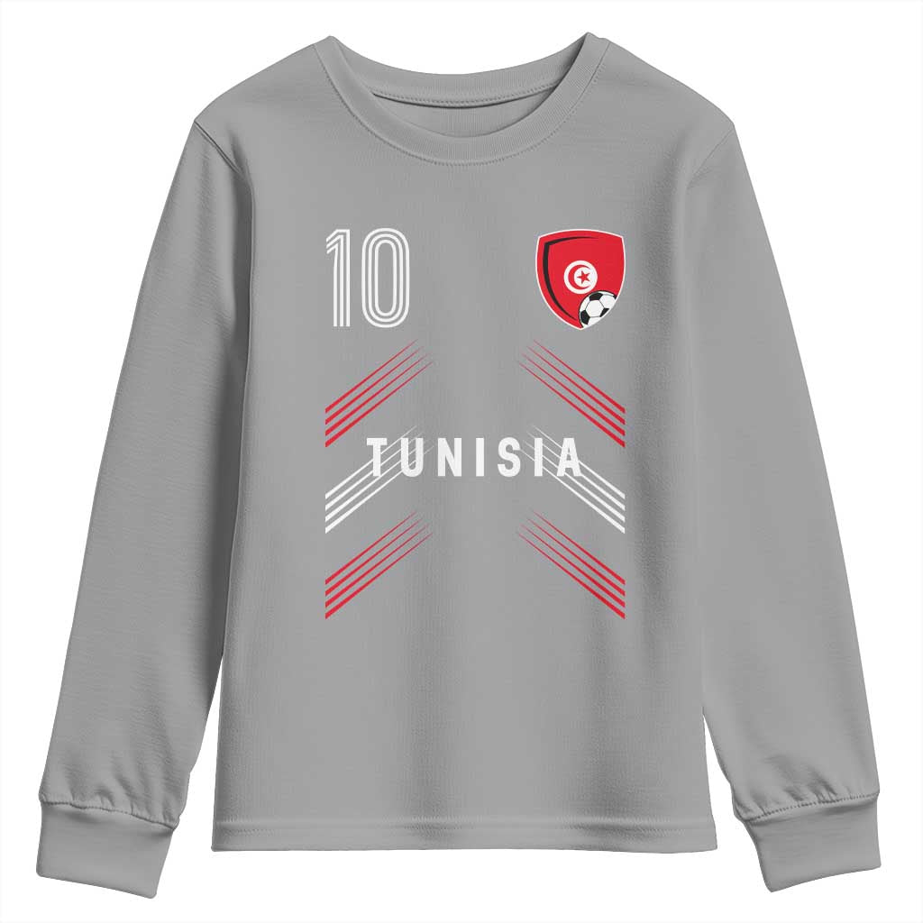 Tunisia Soccer Sports Graphic Number 10 Jersey Style Youth Sweatshirt Proud Tunisian Football Fans Game Day Maghreb Pride