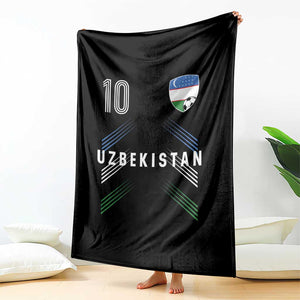 Uzbekistan Soccer Sports Graphic Number 10 Jersey Style Throw Blanket Proud Uzbek Football Fans Game Day Pride