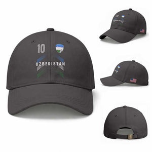 Uzbekistan Soccer Sports Graphic Number 10 Jersey Style Baseball Cap Proud Uzbek Football Fans Game Day Pride