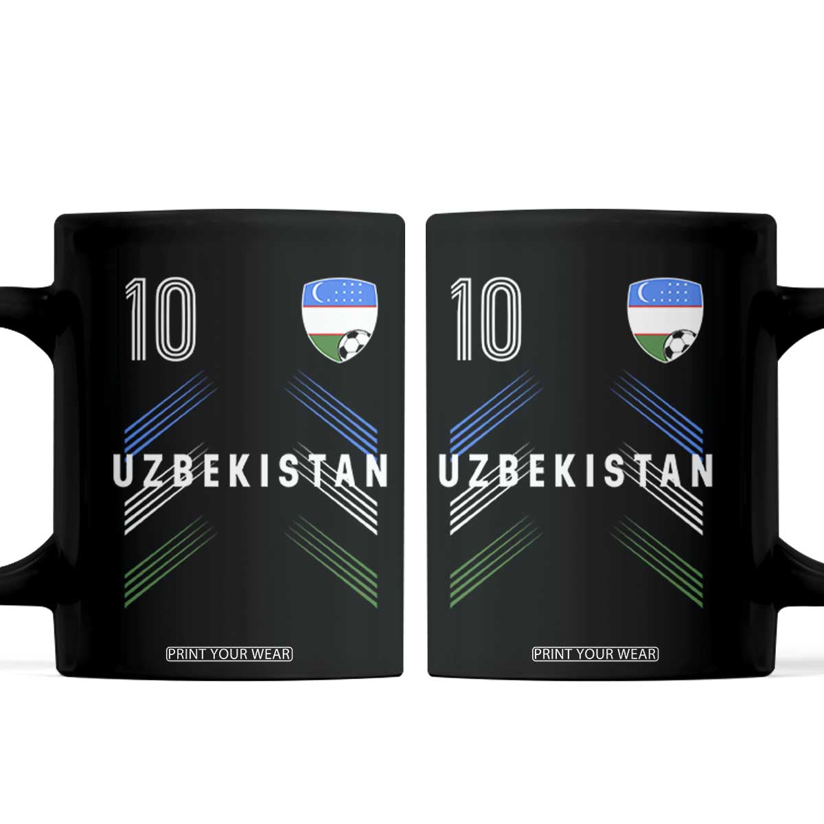 Uzbekistan Soccer Sports Graphic Number 10 Jersey Style Coffee Mug Proud Uzbek Football Fans Game Day Pride