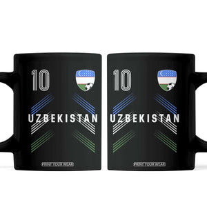 Uzbekistan Soccer Sports Graphic Number 10 Jersey Style Coffee Mug Proud Uzbek Football Fans Game Day Pride