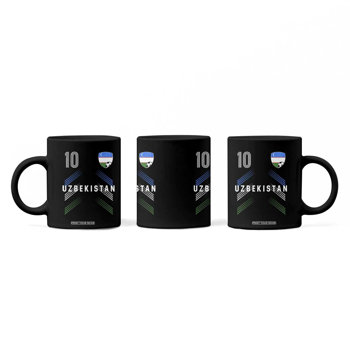 Uzbekistan Soccer Sports Graphic Number 10 Jersey Style Coffee Mug Proud Uzbek Football Fans Game Day Pride