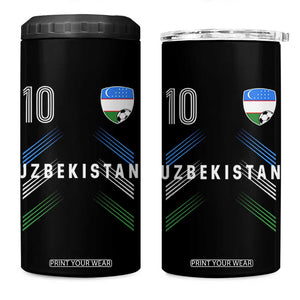 Uzbekistan Soccer Sports Graphic Number 10 Jersey Style 4 in 1 Can Cooler Tumbler Proud Uzbek Football Fans Game Day Pride