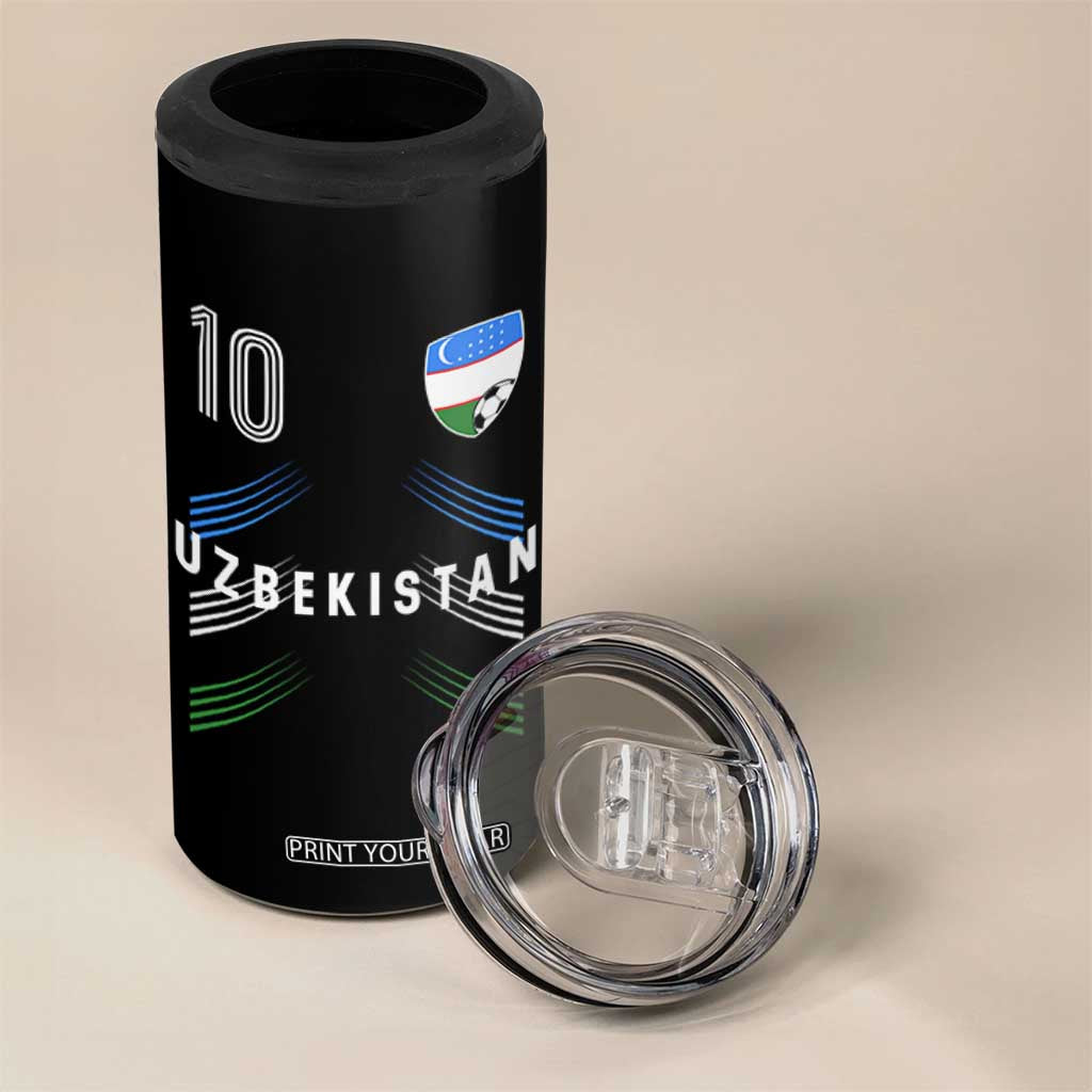 Uzbekistan Soccer Sports Graphic Number 10 Jersey Style 4 in 1 Can Cooler Tumbler Proud Uzbek Football Fans Game Day Pride