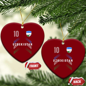 Uzbekistan Soccer Sports Graphic Number 10 Jersey Style Ceramic Ornament Proud Uzbek Football Fans Game Day Pride