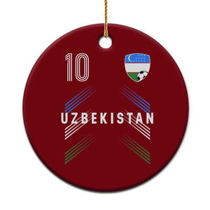 Uzbekistan Soccer Sports Graphic Number 10 Jersey Style Ceramic Ornament Proud Uzbek Football Fans Game Day Pride