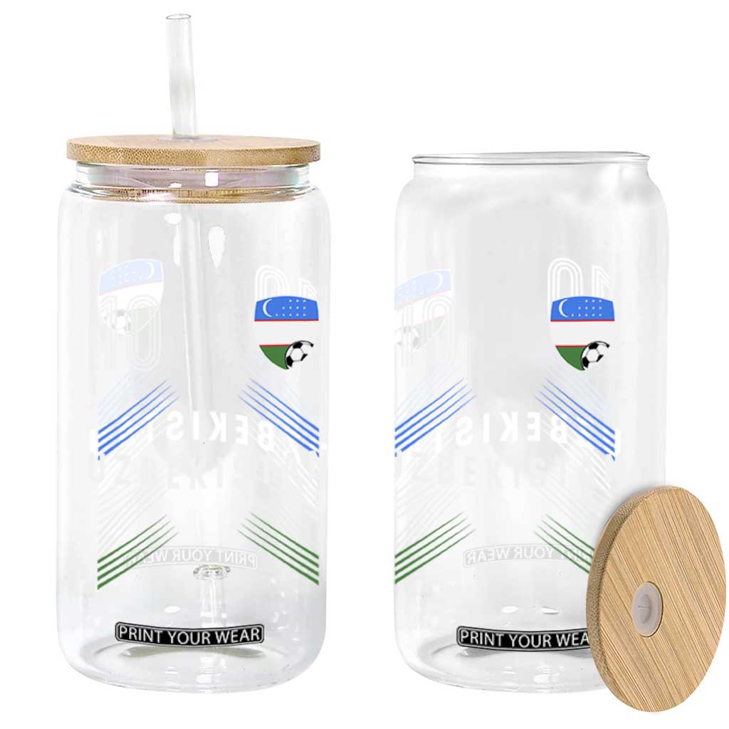 Uzbekistan Soccer Sports Graphic Number 10 Jersey Style Glass Can Proud Uzbek Football Fans Game Day Pride