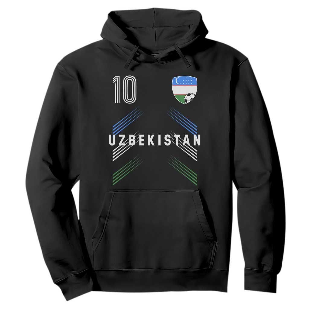 Uzbekistan Soccer Sports Graphic Number 10 Jersey Style Hoodie Proud Uzbek Football Fans Game Day Pride