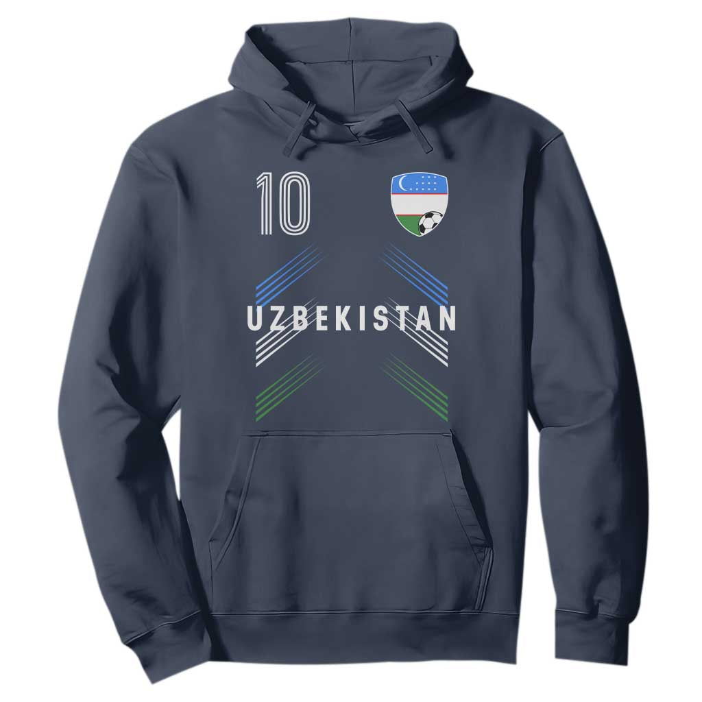 Uzbekistan Soccer Sports Graphic Number 10 Jersey Style Hoodie Proud Uzbek Football Fans Game Day Pride