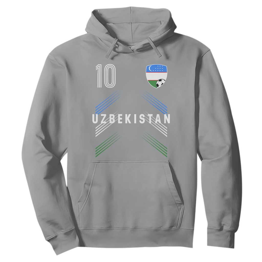 Uzbekistan Soccer Sports Graphic Number 10 Jersey Style Hoodie Proud Uzbek Football Fans Game Day Pride