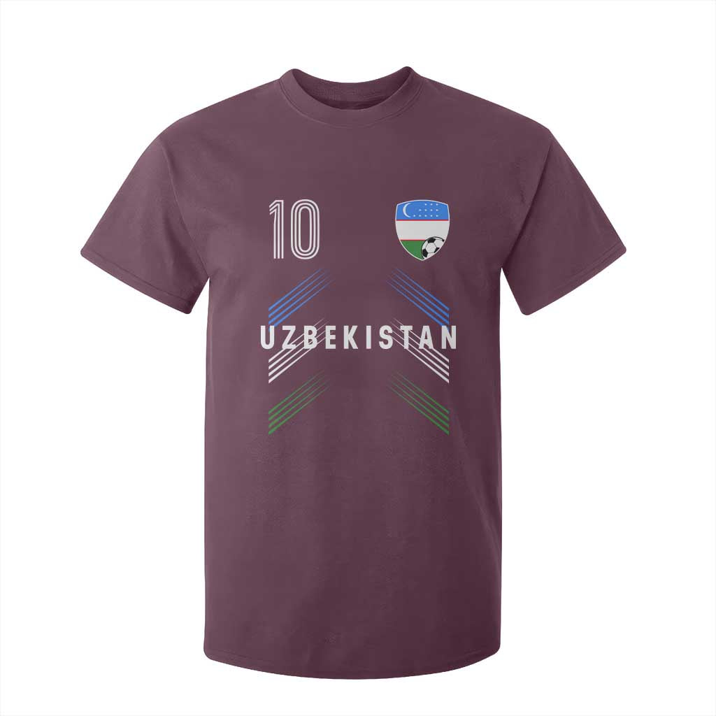 Uzbekistan Soccer Sports Graphic Number 10 Jersey Style T Shirt For Kid Proud Uzbek Football Fans Game Day Pride