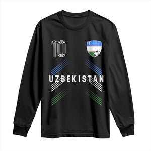 Uzbekistan Soccer Sports Graphic Number 10 Jersey Style Long Sleeve Shirt Proud Uzbek Football Fans Game Day Pride