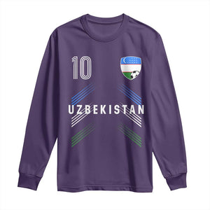 Uzbekistan Soccer Sports Graphic Number 10 Jersey Style Long Sleeve Shirt Proud Uzbek Football Fans Game Day Pride