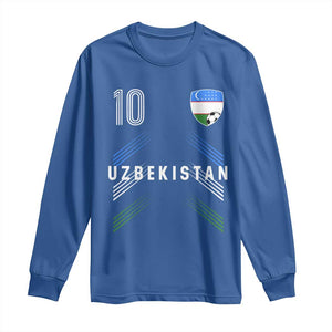 Uzbekistan Soccer Sports Graphic Number 10 Jersey Style Long Sleeve Shirt Proud Uzbek Football Fans Game Day Pride