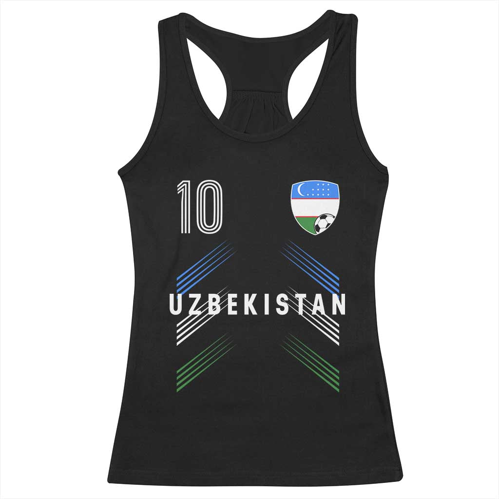 Uzbekistan Soccer Sports Graphic Number 10 Jersey Style Racerback Tank Top Proud Uzbek Football Fans Game Day Pride TS02 Black Print Your Wear