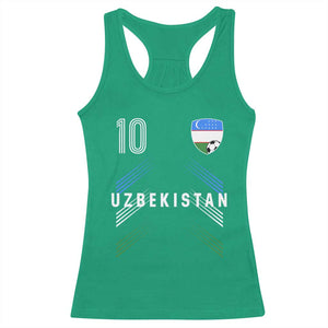 Uzbekistan Soccer Sports Graphic Number 10 Jersey Style Racerback Tank Top Proud Uzbek Football Fans Game Day Pride